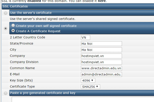 Create A Certificate Request