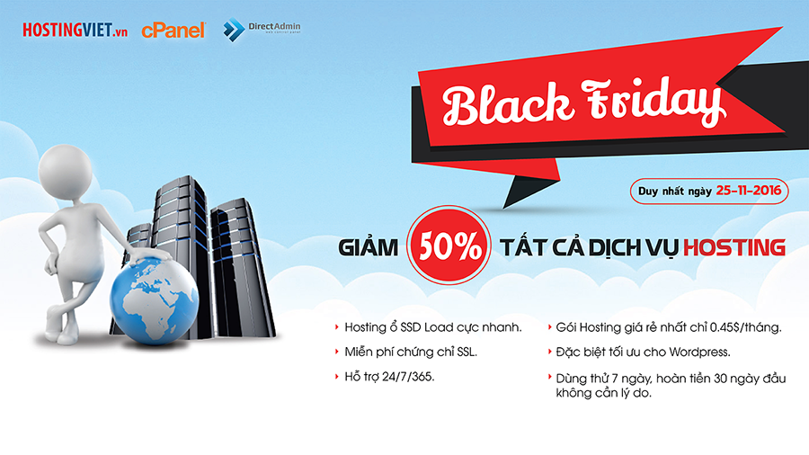 Giảm 50% tất cả dịch vụ hosting nhân ngày BLACK FRIDAY tại HostingViet.vn