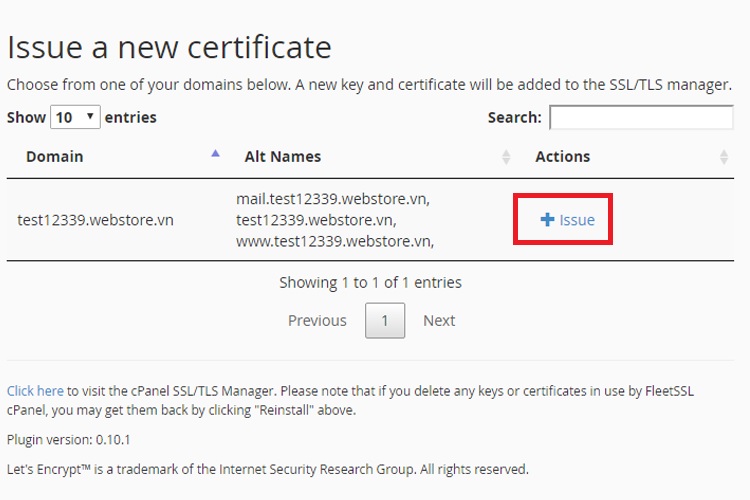 Issue a new certificate