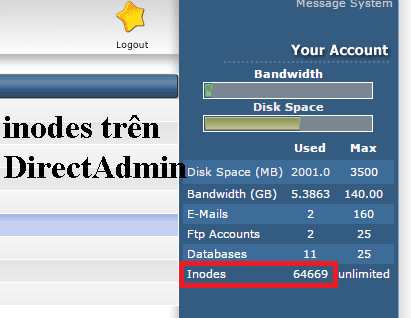 inodes hosting Direct Admin