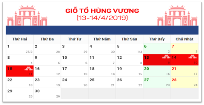 Thông báo lịch nghỉ lễ Giỗ tổ Hùng Vương 2019