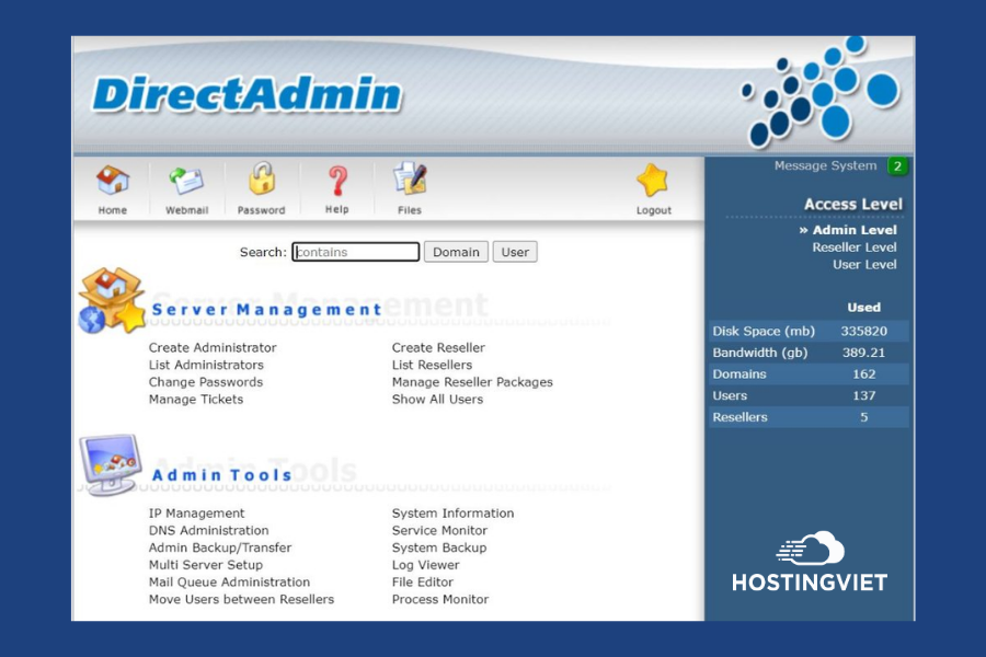 Phần mềm quản lý VPS - DirectAdmin