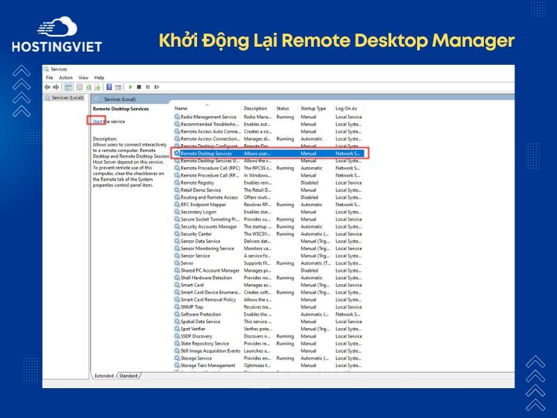 Khởi Động Lại Remote Desktop Manager