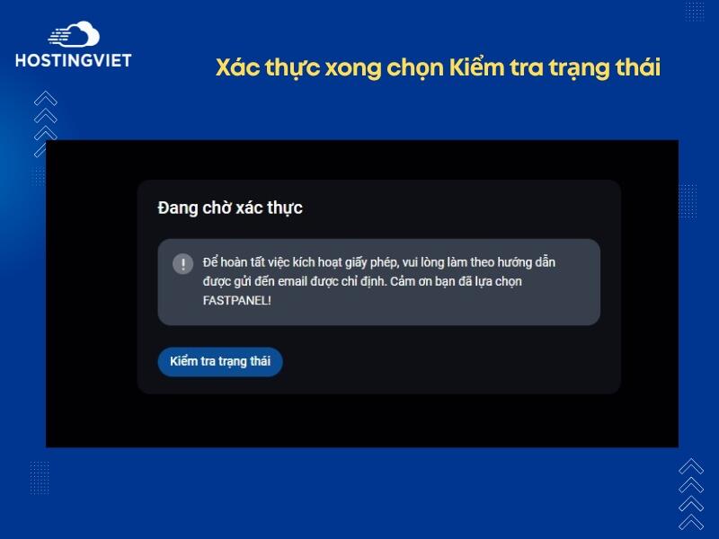 Xác thực xong chọn Kiểm tra trạng thái