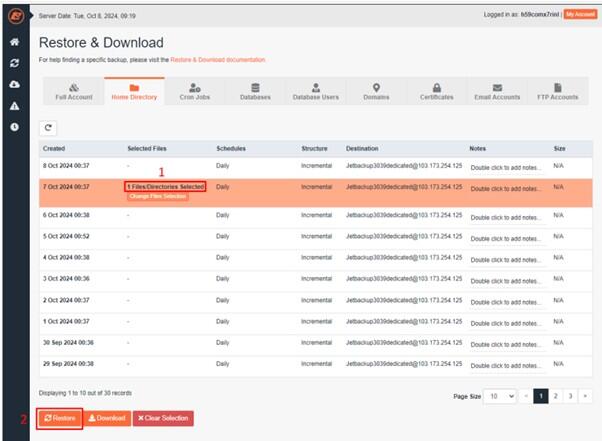 các bước khôi phục dữ liệu VPS