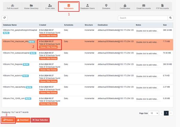các bước khôi phục dữ liệu VPS