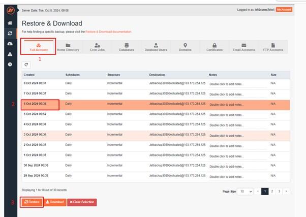 các bước khôi phục dữ liệu VPS