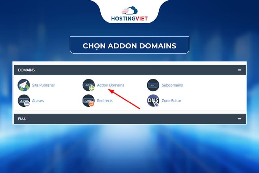 Chọn Addon Domain 