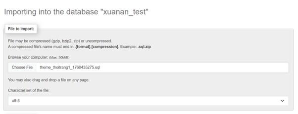 import database trên hosting cPanel - Bước 3.1