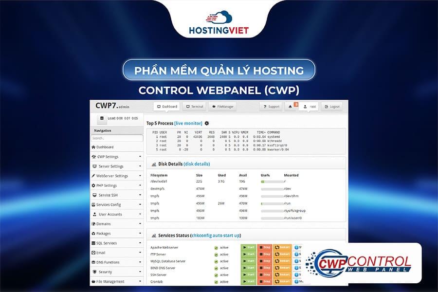 Phần mềm quản l&yacute; hosting Control WebPanel (CWP)