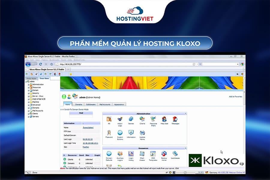 Phần mềm quản l&yacute; hosting Kloxo