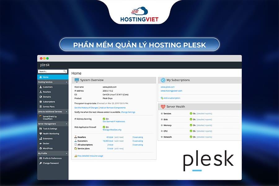 Phần mềm quản l&yacute; hosting Plesk