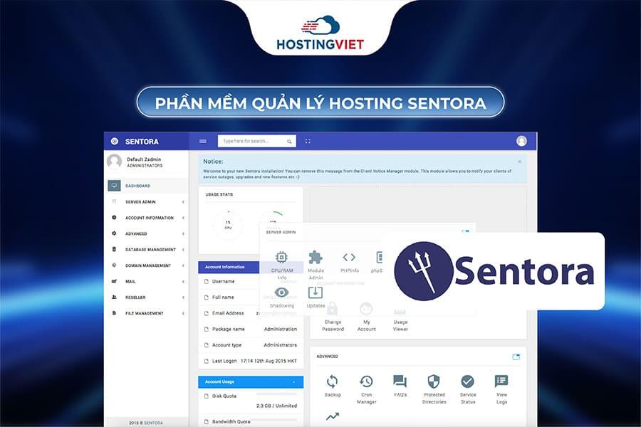 Phần mềm quản l&yacute; hosting Sentora