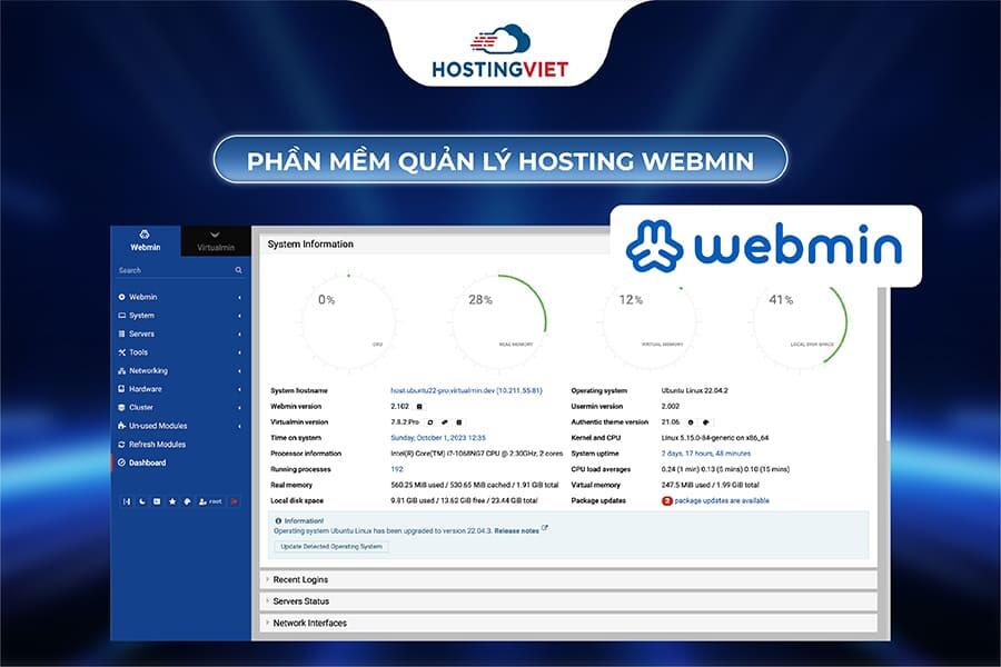 Phần mềm quản l&yacute; hosting Webmin