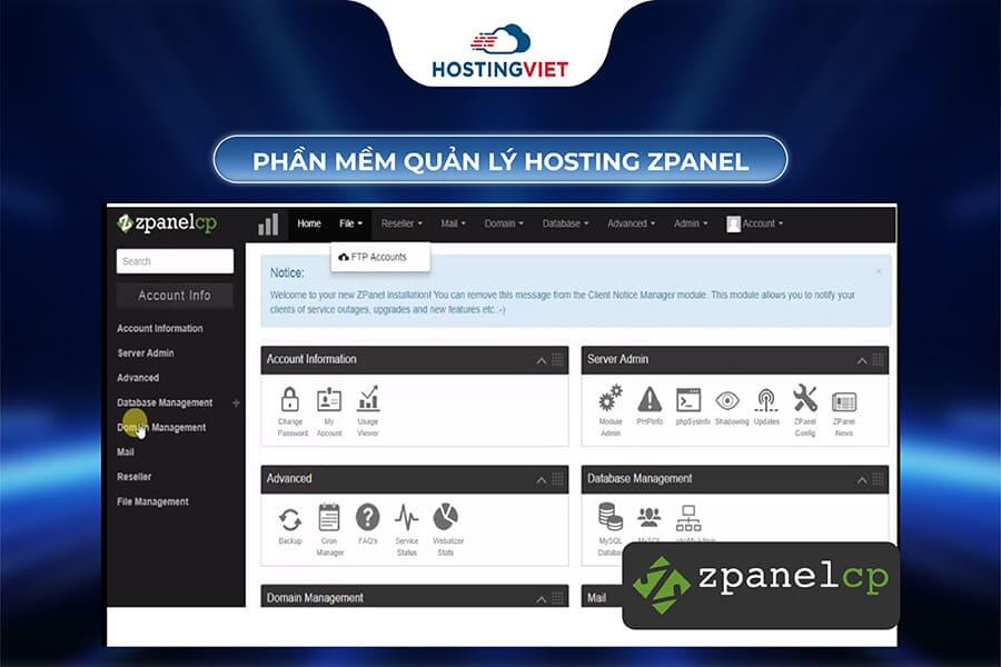 Phần mềm quản l&yacute; hosting zPanel