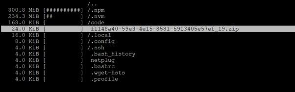 Sắp xếp file và thư mục trong NCDU