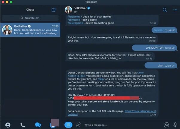 Tạo Bot kiểm tra dung lượng VPS - Bước 1