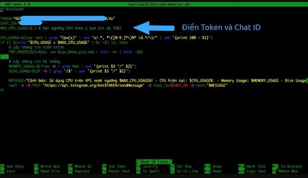 Tạo Bot kiểm tra dung lượng VPS - Bước 2