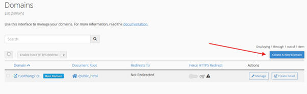 Tạo subdomain trên VPS với cPanel bước 2