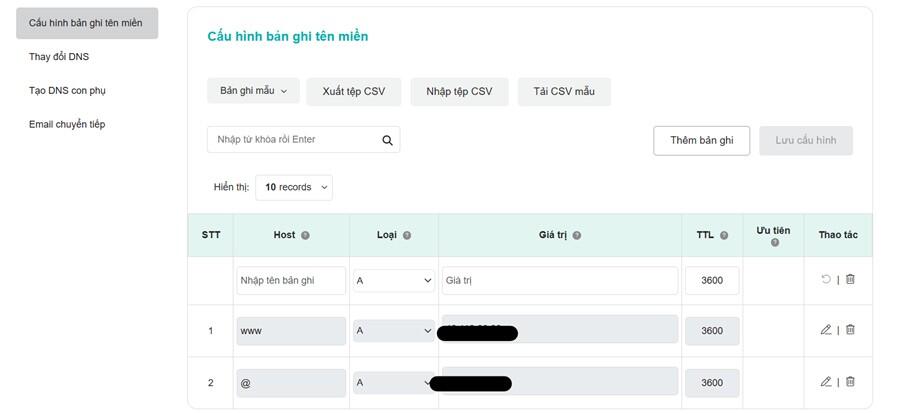 Trỏ domain về VPS sử dụng A Record - bước 2