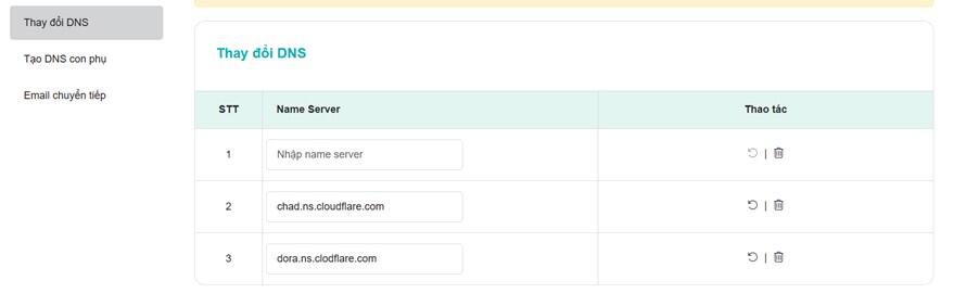 Trỏ domain bằng các dịch vụ NameServer trung gian - Bước 2