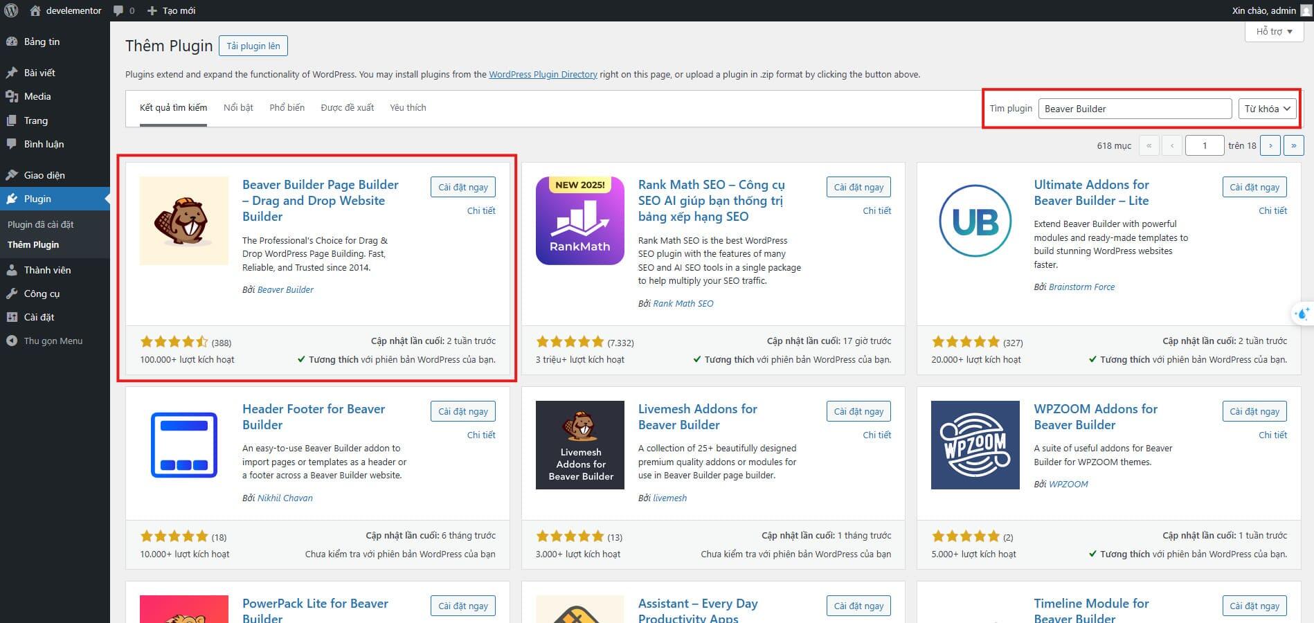 Bước 2 - Lựa chọn plugin ph&ugrave; hợp