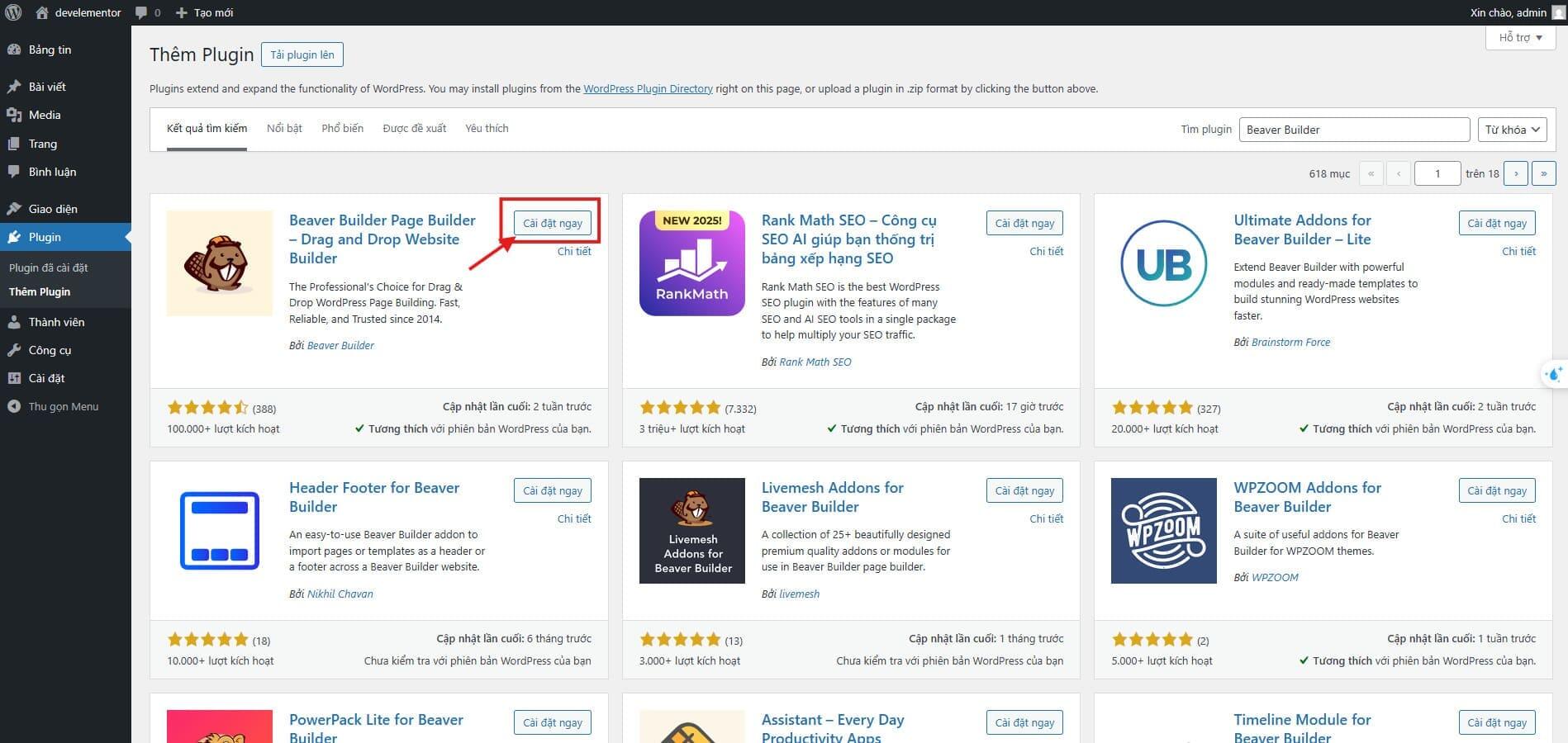 Bước 4 - C&agrave;i đặt plugin
