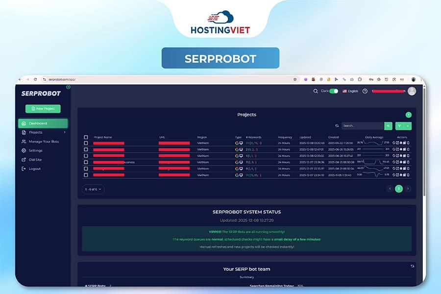 C&ocirc;ng cụ check thứ hạng từ kh&oacute;a - Serprobot