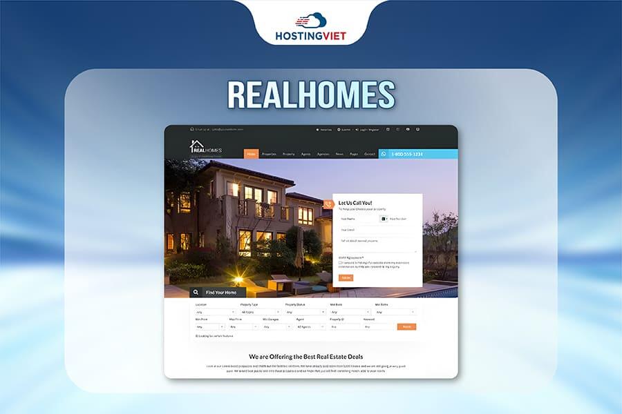 Theme Wordpress bất động sản RealHomes