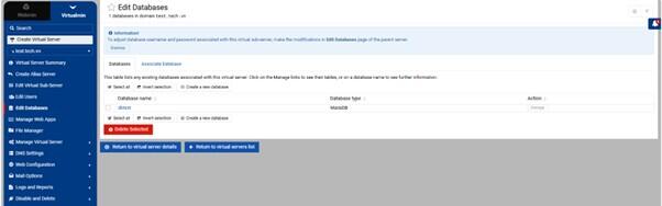 Thiết lập Databases trong Virtualmin Thiết lập Databases trong Virtualmin