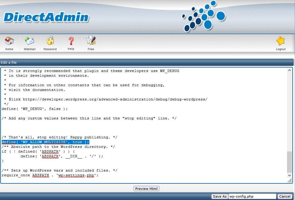 Bước 1: K&iacute;ch hoạt t&iacute;nh năng WordPress Multisite