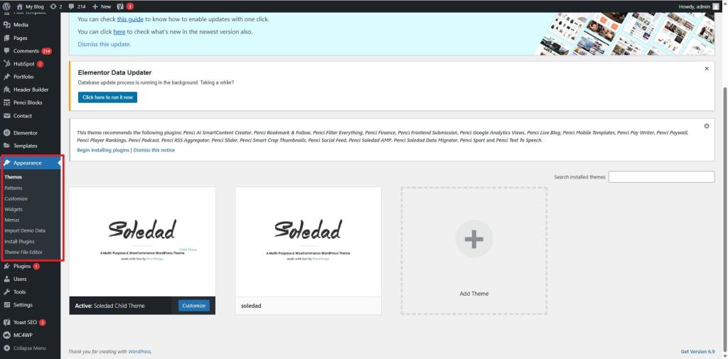 mục Themes trong Wordpress