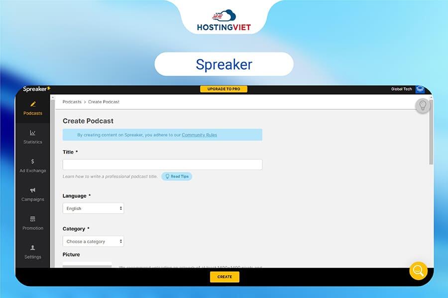 Đơn vị cung cấp podcast hosting - Spreaker