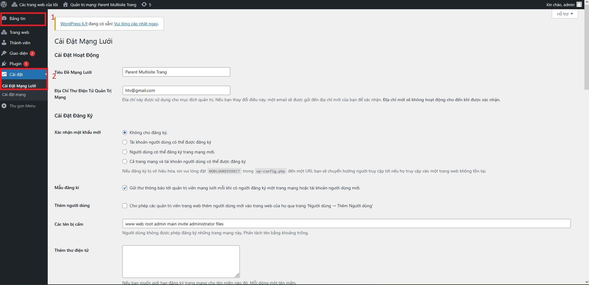 Thiết lập Network Settings