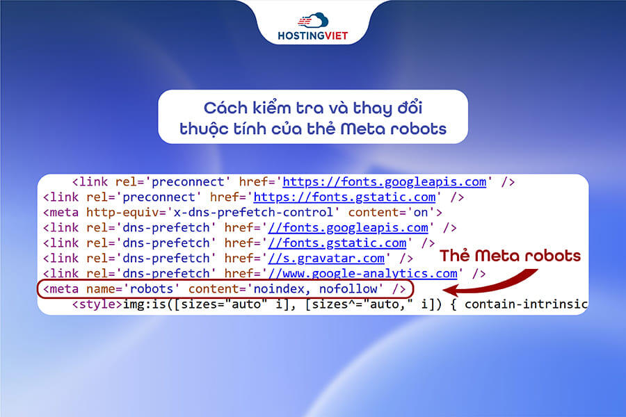 C&aacute;ch kiểm tra v&agrave; thay đổi thuộc t&iacute;nh của thẻ Meta robots