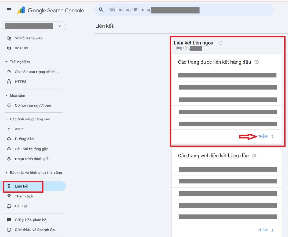 Thu thập backlink bằng Google Search Console