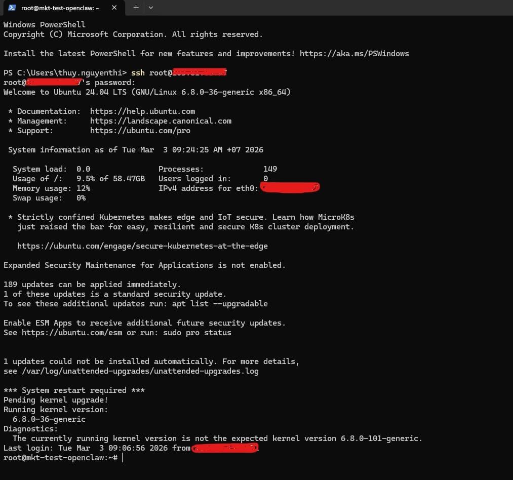 kết nối với m&aacute;y chủ ảo