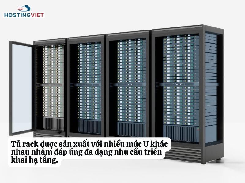 Tủ rack được sản xuất với nhiều mức U để đ&aacute;p ứng đa dạng nhu cầu